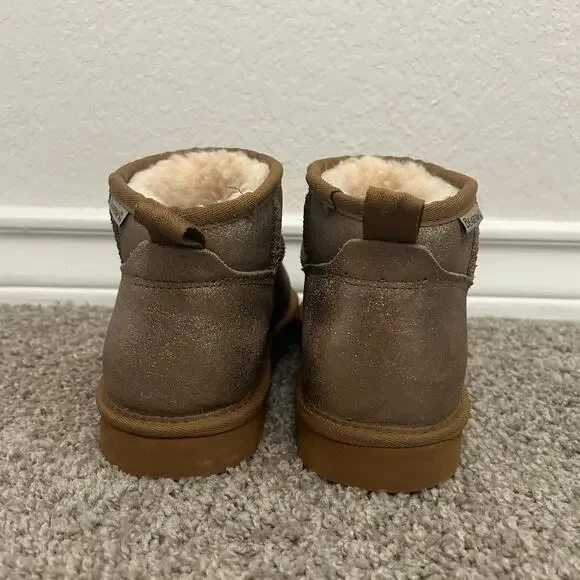 Bearpaw Womens Gold Glitter Suede Pull On Lined Sherpa Boots Size 9 - Picture 5 of 9